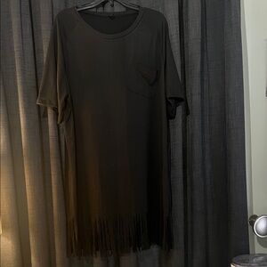 Black Fringe T-Shirt Dress